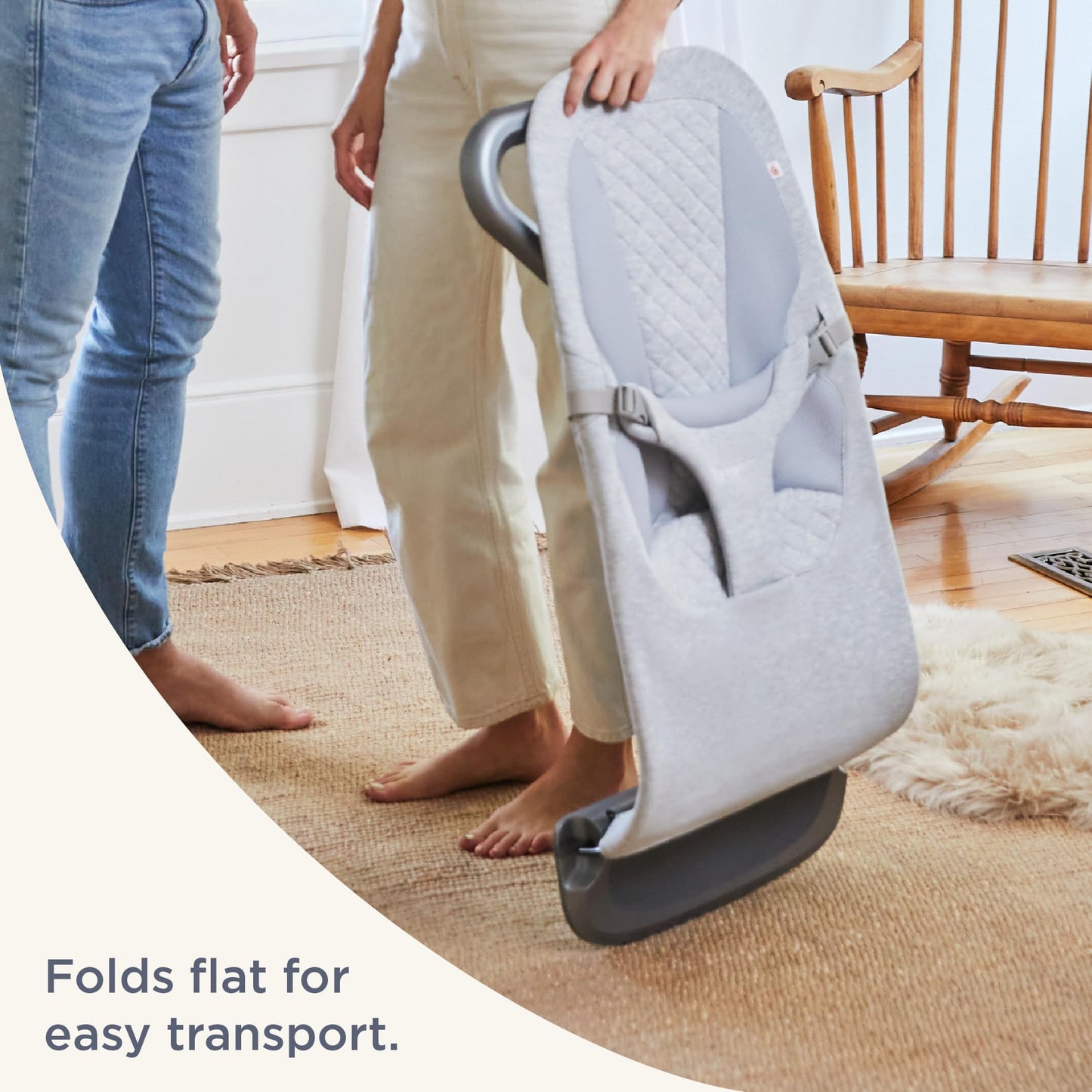 Ergobaby Evolve 3-in-1 Mesh Bouncer, Adjustable Multi Position Baby Bouncer Seat, Fits Newborn to Toddler, Grey Mesh