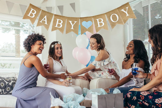 Baby Boy Burlap Banner for Baby Shower Decorations and Gender Reveal Party (Light Blue Heart)