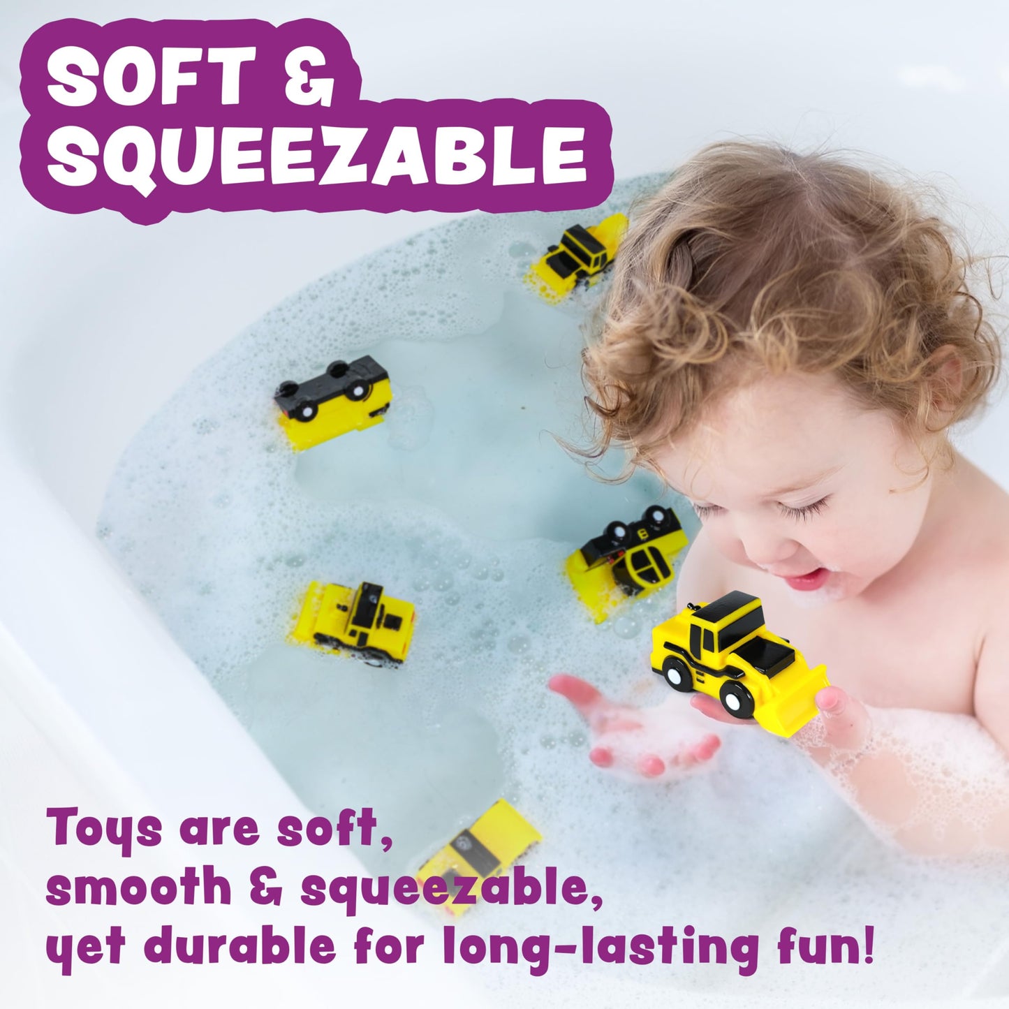 Tub Works® Tools™ Mold Free Bath Toys, 6 Pack | Sealed, No Hole Bath Toys Design Keeps Moisture Out | Soft, Squeezable & Float on Water | Easy-Grip Baby & Toddler Bathtub Toys | Great for Baby Pools