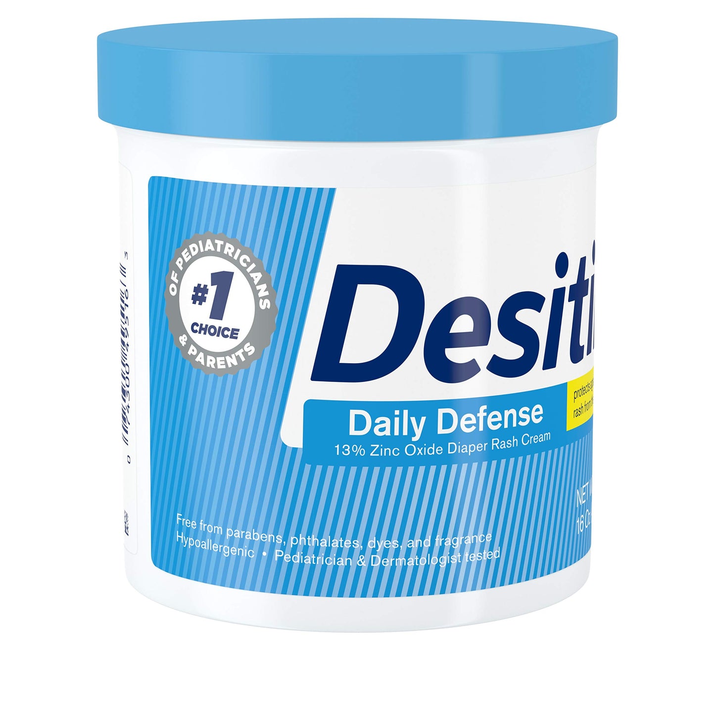 Desitin Daily Defense Baby Diaper Rash Cream with 13% Zinc Oxide, Barrier Cream to Treat, Relieve & Prevent Diaper Rash, Hypoallergenic, Dye-, Phthalate- & Paraben-Free, 16 oz