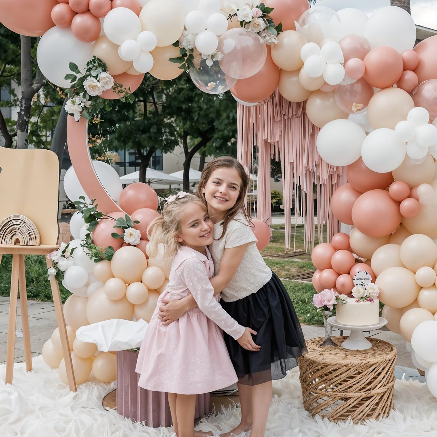 Ivory White Balloon Arch Kit,Boho Balloon Garland with Pastel Orange Cream Beige Champagne Gold White Sand Balloons for Neutral Baby Shower Wedding Boho Bridal Party Decorations