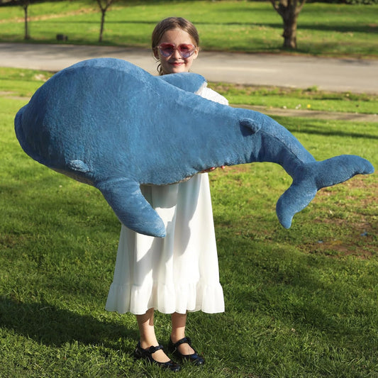 MaoGoLan Giant Whale Stuffed Animal 4 feet Big Stuffed Humpback Plush 43.3 inch Blue Whale Toy for Kids Girls Sealife Ocean Animals Gifts for Women Adults Valentine's Day Christmas Birthday