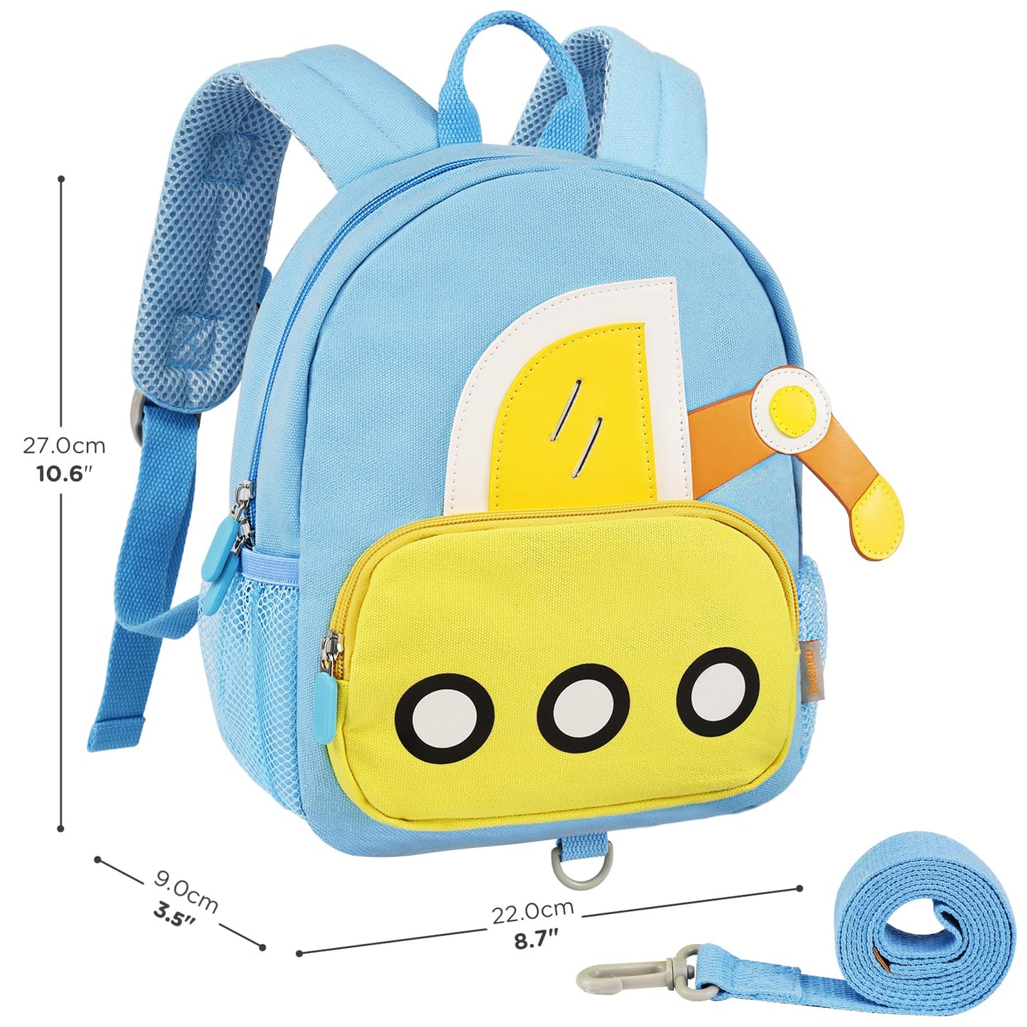 GAGAKU Toddler Backpack with Leash - Mini Kids Backpacks for Boys 2-5 Years Child Safety Backpack 3D Cartoon Animal Anti-Lost Preschool Bags - Blue