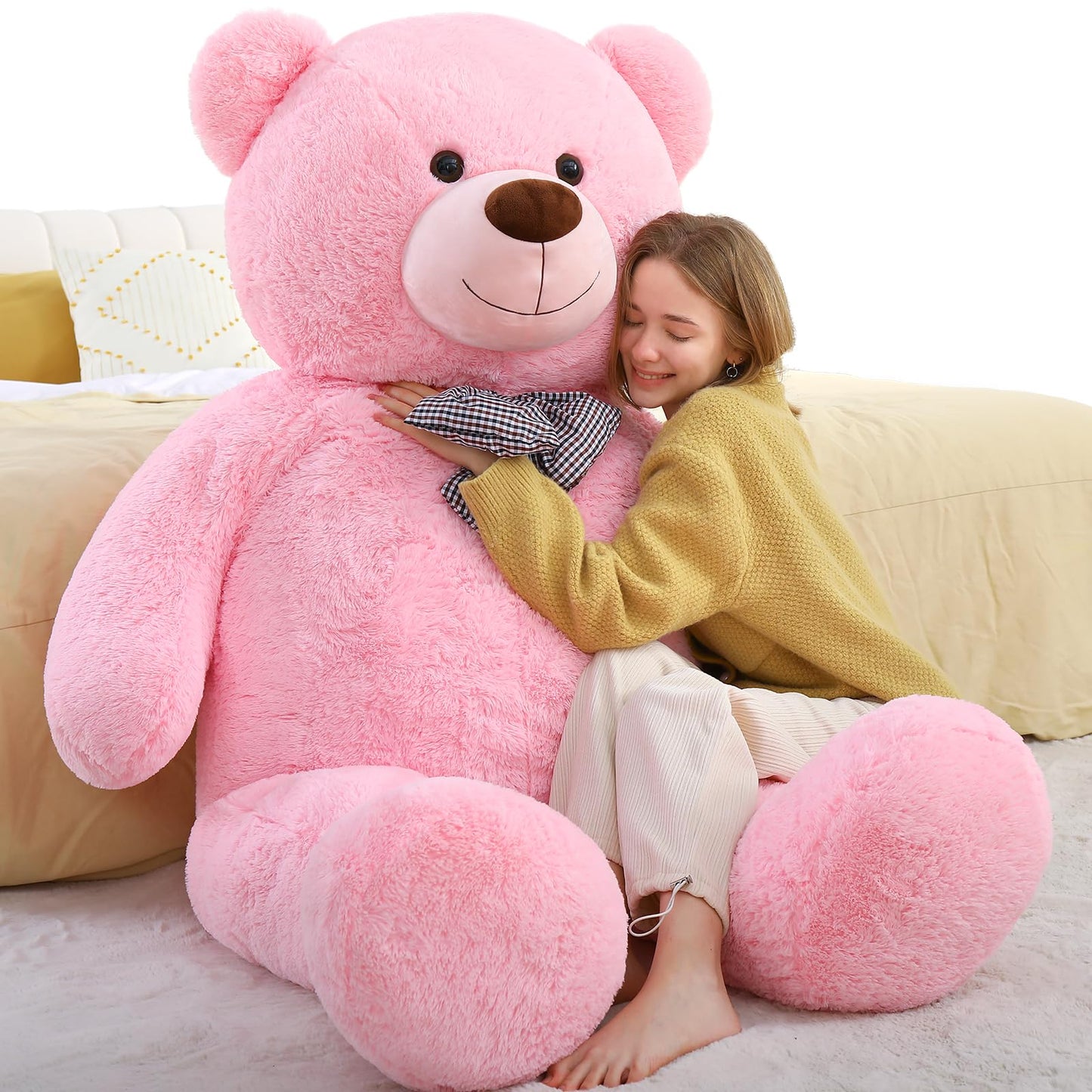 51 inch Big Teddy Bear Cute Giant Stuffed Animals Soft Plush Toy for Girlfriend Kids for Birthday Christmas Valentine's Day