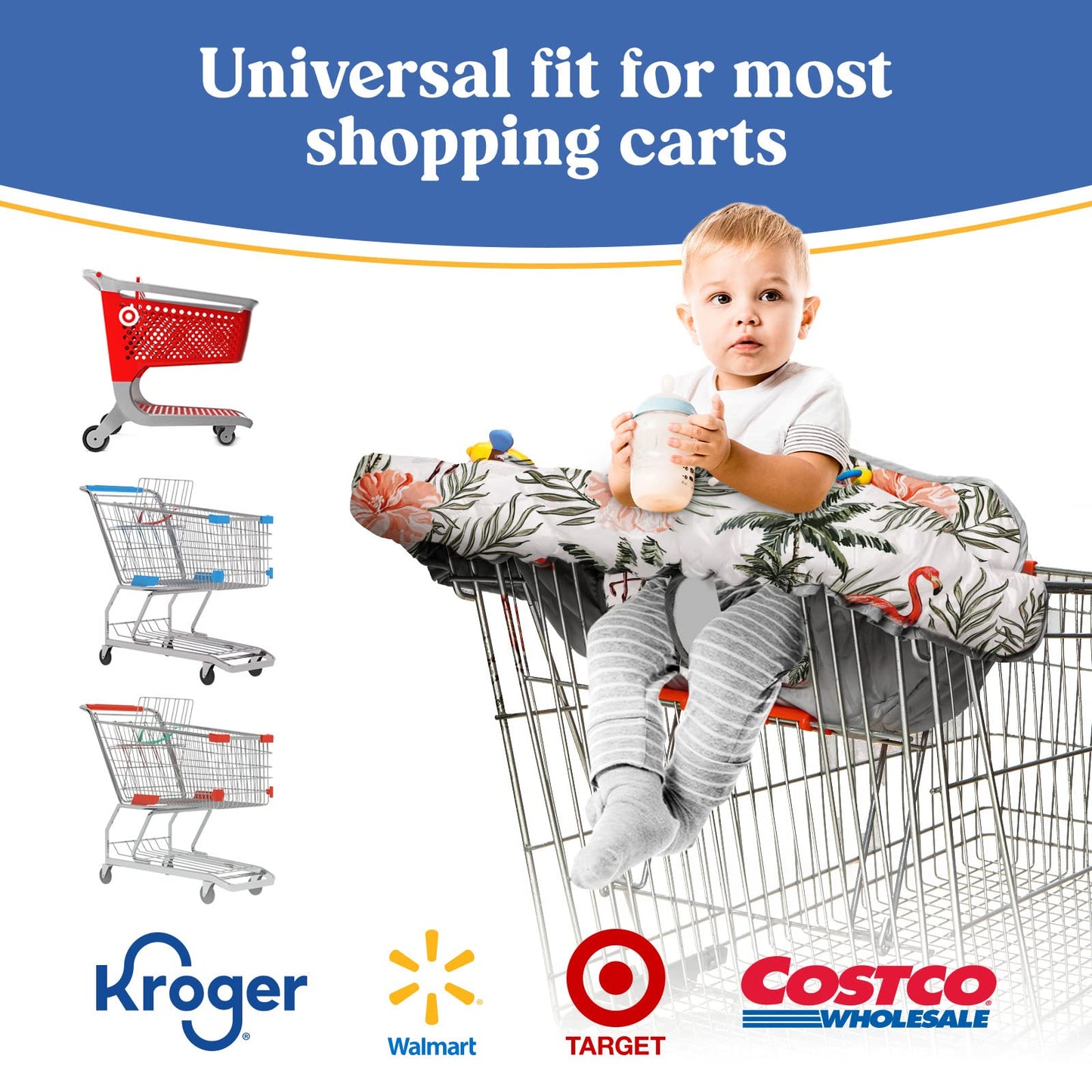 Shopping Cart Cover for Baby PILLANI, High Chair Cover for Restaurant Seat, Grocery Cart Cover for Baby Girl and Boy, Cotton Buggy Covers for Babies, Toddler Shopping Cart Cover