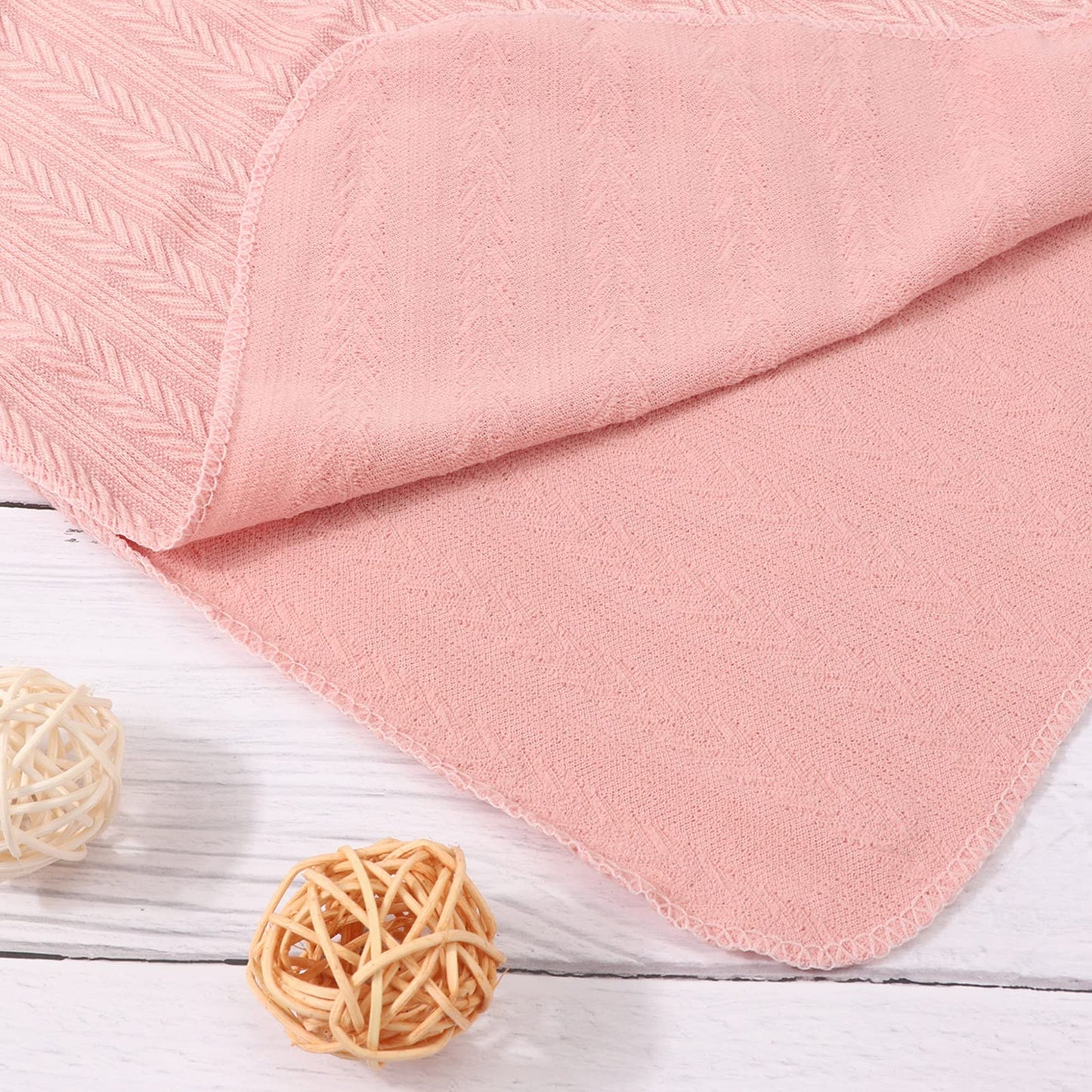 DRESHOW BQUBO Baby Swaddle Blankets for Girls, 4PCS Newborn Accessories Set with Matching Hat and Bow Headband with Card