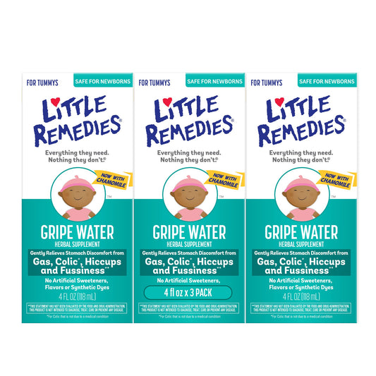 Little Remedies Gripe Water for Babies, Colic and Baby Gas Relief for Newborns, 4 Fl Oz, 3 Pack