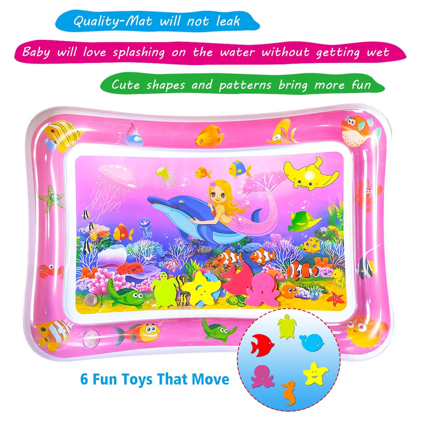 ZHUYNXIR Extra Big Infant Toys, Tummy time mats,Tummy time Toys, Baby Pink Water Play mat, Fun Early Development Activity Play Center for Newborn, Pink 39.5x31.5 in.