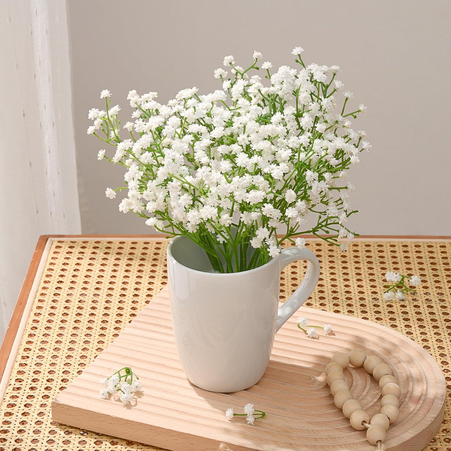 MARTINE MALL Babys Breath Artificial Flowers, 15 PCS White Baby Breath Flowers Artificial Bulk, Fake Babys Breath Gypsophila Real Touch Faux Babys Breath for Wedding Floral Arrangement Home Decor