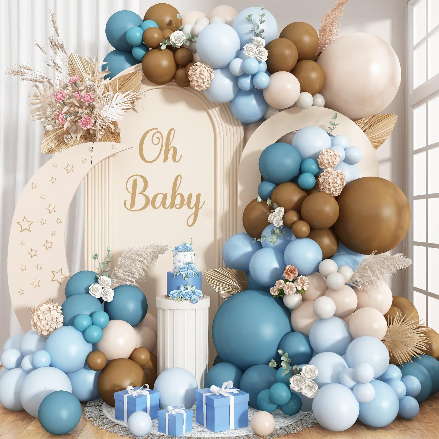 Sage Green Balloons Arch Double Stuffed, Olive Dusty Green Brown Beige Neutral Balloon Garland Kit, White Sand Apricot Tan Latex Balloon for Baby Shower Birthday Jungle Safari Party Decoration