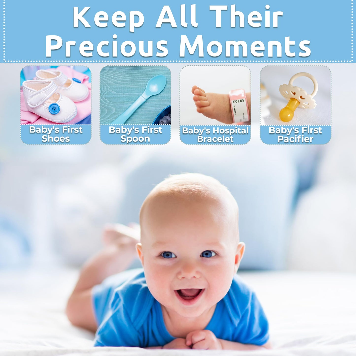 VOTUM Baby Keepsake Box for Treasured Memories, Fairytale - Lightweight, Handcrafted Baby Boxes with 9 Labeled Compartments for First Memories - Gender Neutral Baby Shower Gifts for Girls, Boys
