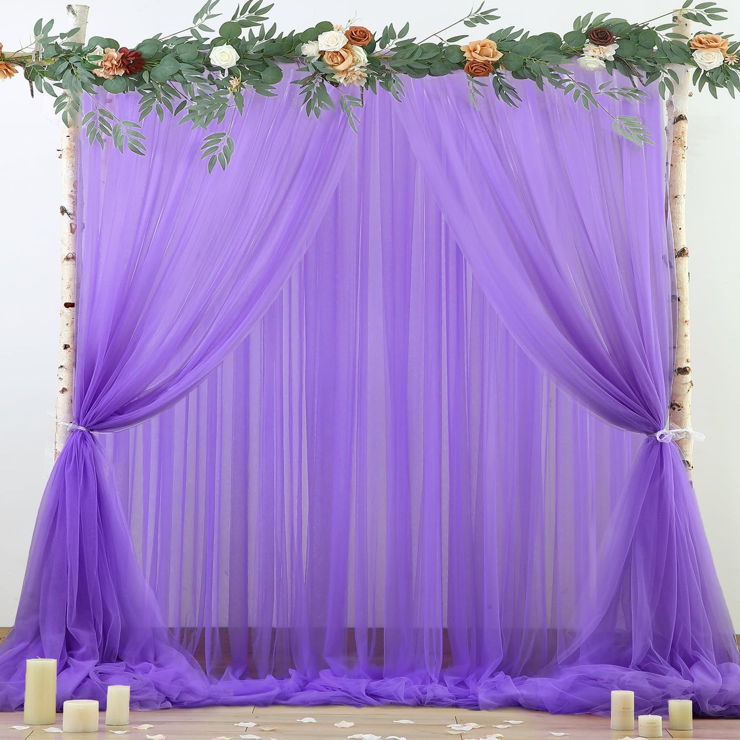 Champagne Tulle Backdrop Curtain for Parties Wedding 10ft×8ft Champagne Sheer Backdrop Curtains for Baby Shower Bridal Shower Reception Birthday Party Christmas Photoshoot Decorations 2 Panels