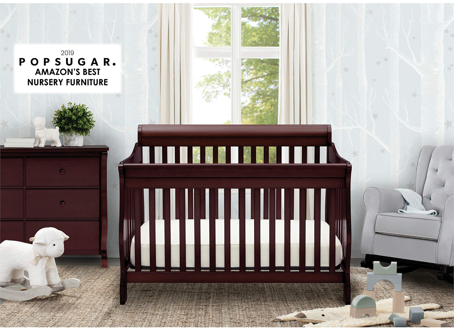 Delta Children Simmons Kids Carter 6-in-1 Convertible Crib - Greenguard Gold Certified, Black Ebony