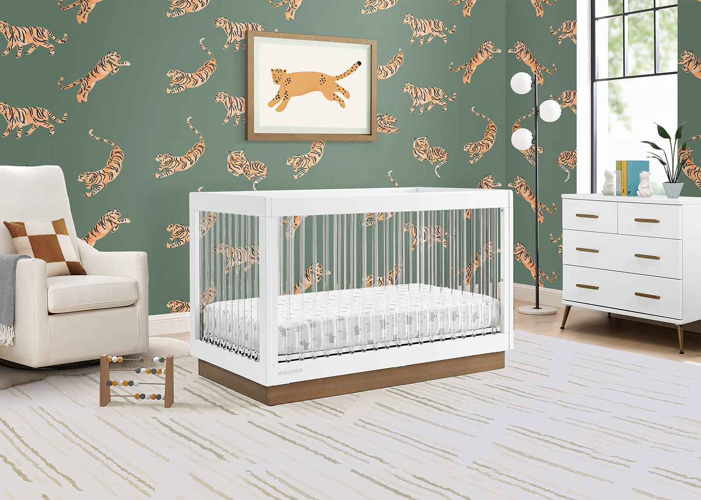 Delta Children James Acrylic 4-in-1 Convertible Crib - Greenguard Gold Certified, Midnight Grey/Acorn