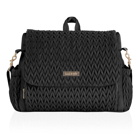 Hannah & Sophia Belle Convertible Baby Diaper Backpack & Bag in Black, Large Size, Dual Sided Water Resistant Changing Mat Included, Detachable Shoulder Straps, Easy To Use