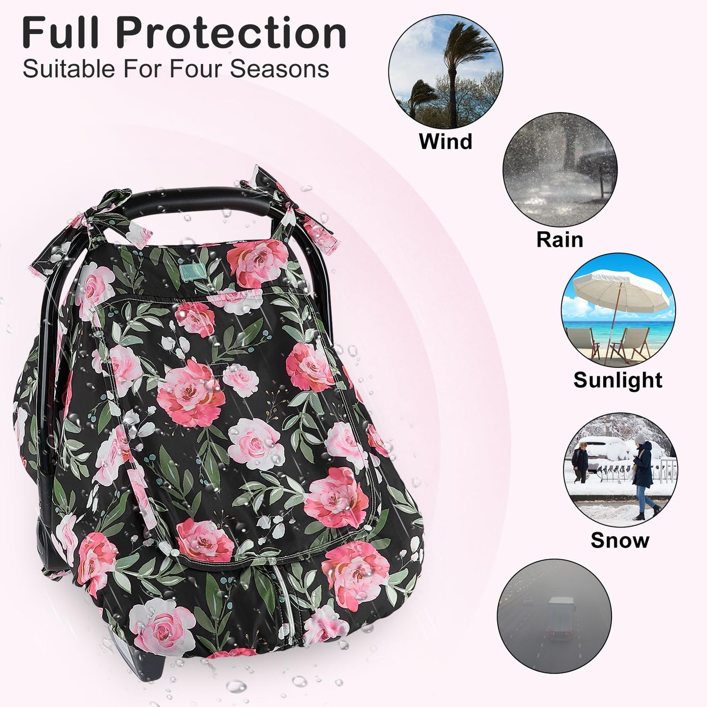 Unicorn Castle Baby Car Seat Cover Infant Car Seat Covers for Babies Breathable Car Seat Canopy Mesh Window Carseat Cover for Four Seasons Newborn