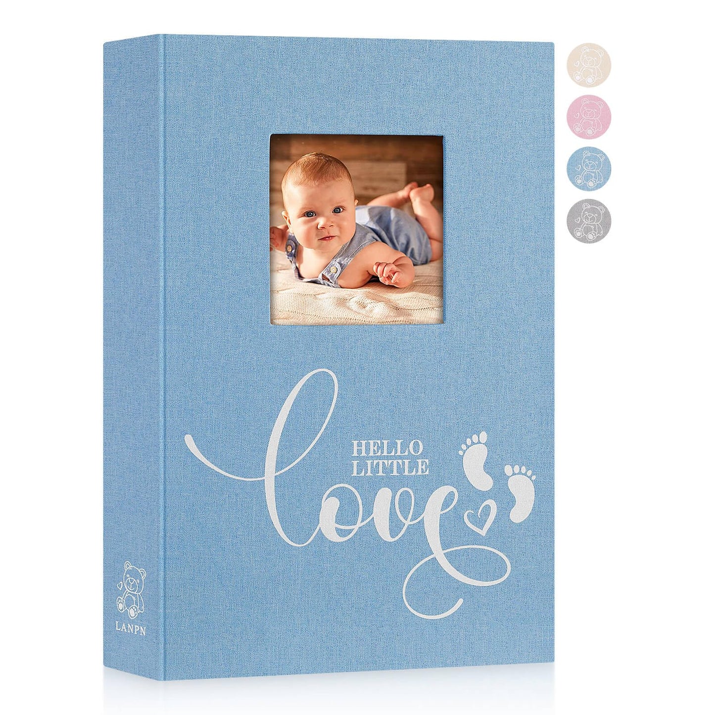 Lanpn Baby Photo Album 4x6 600 Pockets, Linen cover Newborn Bebe Memory Book Photobook Holds 600 Horizontal and Vertical Pictures, Picture Album with Front Window Gift for Boy Girl Baby Shower Pink