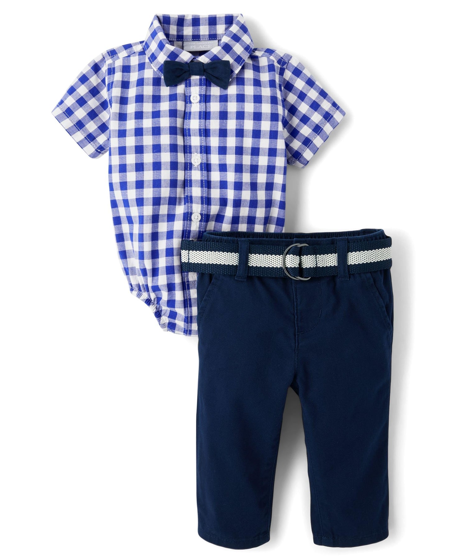 The Children's Place baby-boys And Newborn Short Sleeve Button Down Shirt and Shorts 2 Piece Outfit Set