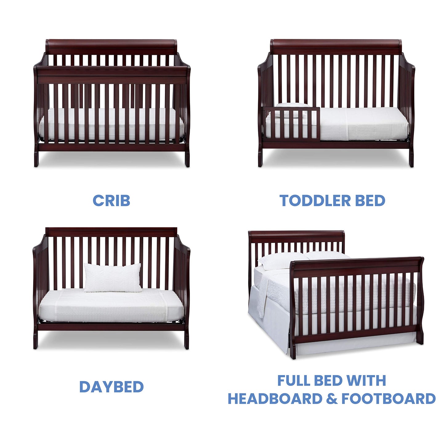 Delta Children Simmons Kids Carter 6-in-1 Convertible Crib - Greenguard Gold Certified, Black Ebony