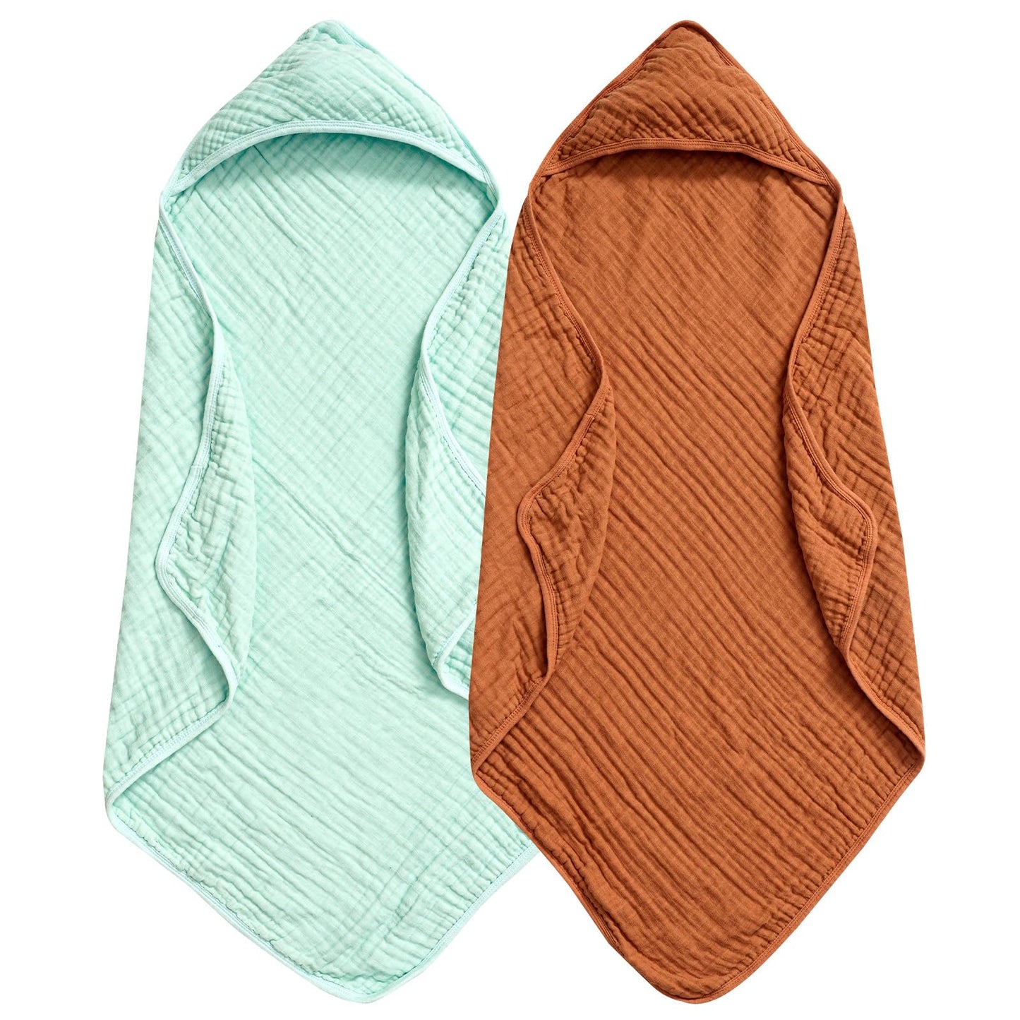 PHF 2 Pack Baby Hooded Towels, 100% Muslin Cotton Baby Bath Towel with Hood for Newborn, Infant, Toddler, Ultra Soft and Absorbent Baby Essentials Bath Towels for Girls, 32x32Inch, Floral