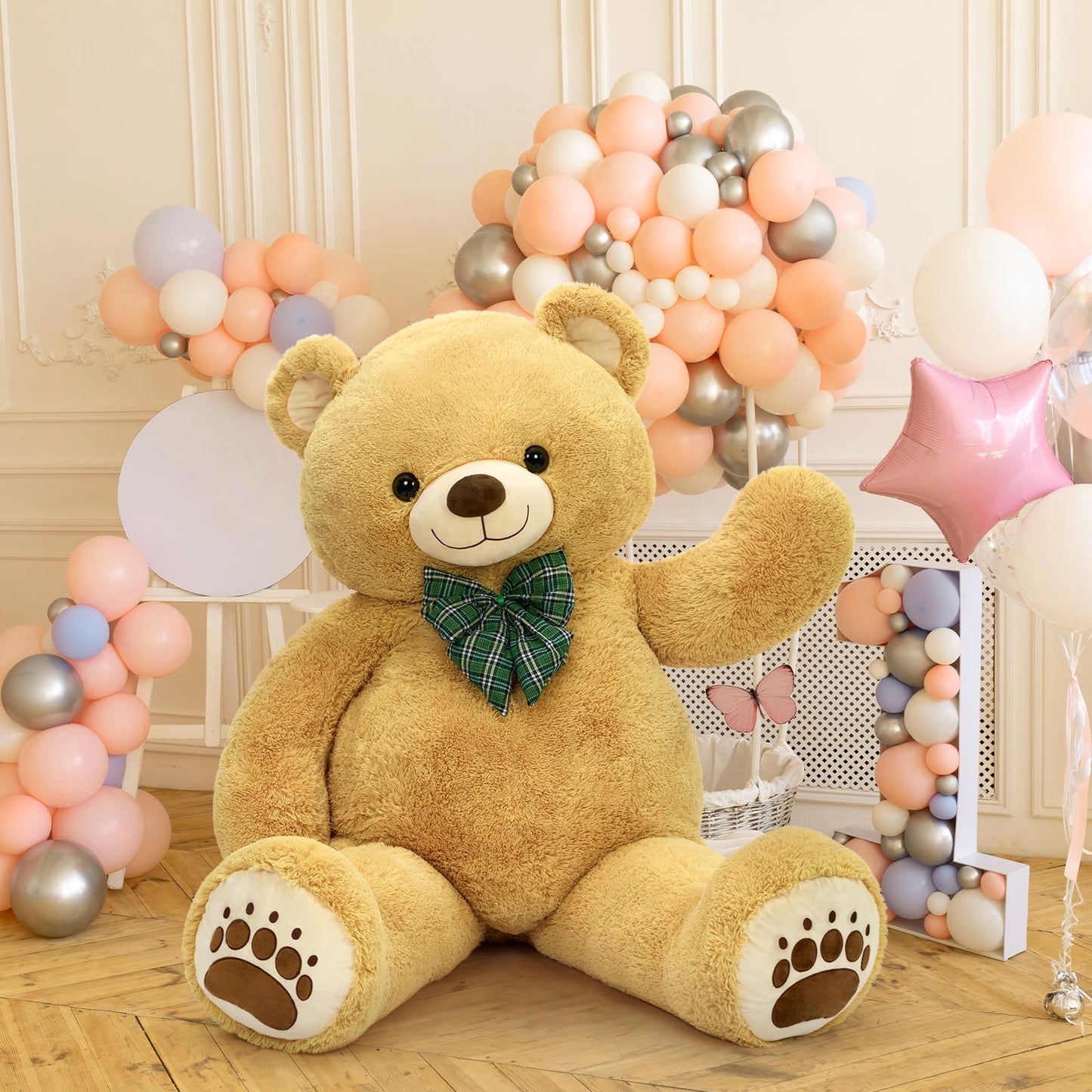 6ft Giant Teddy Bear Stuffed Animal, 72" Life Size Pink Teddy Bear Plush Toy, Cuddly Stuffed Bear Gift for Girlfriend, Wife, Kids at Birthday Valentine's Day, Christmas, Baby Shower Decor