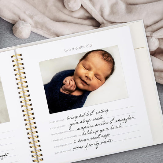 Keepsake Baby Memory Book for Boys and Girls – Timeless First 5 Year Baby Book With Photoslots – Cute Journal Scrapbook or Photo Album - Record a Milestone for Every Event from Birth to Age 5