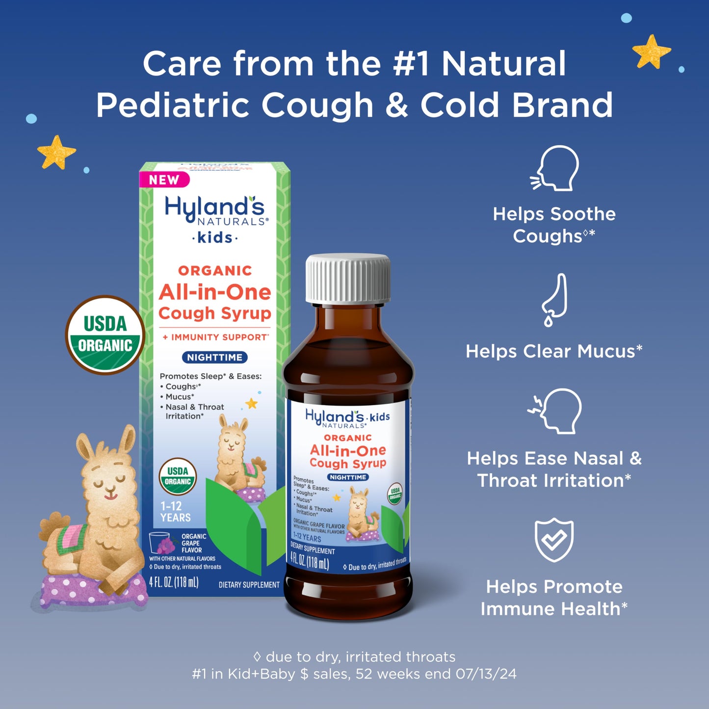 Hyland's Kids Cold and Cough, Day and Night Combo Pack, Cold Medicine for Ages 2 and up, Syrup Cough Medicine for Kids, Nasal Decongestant, 4 Fl Oz (Pack of 2)