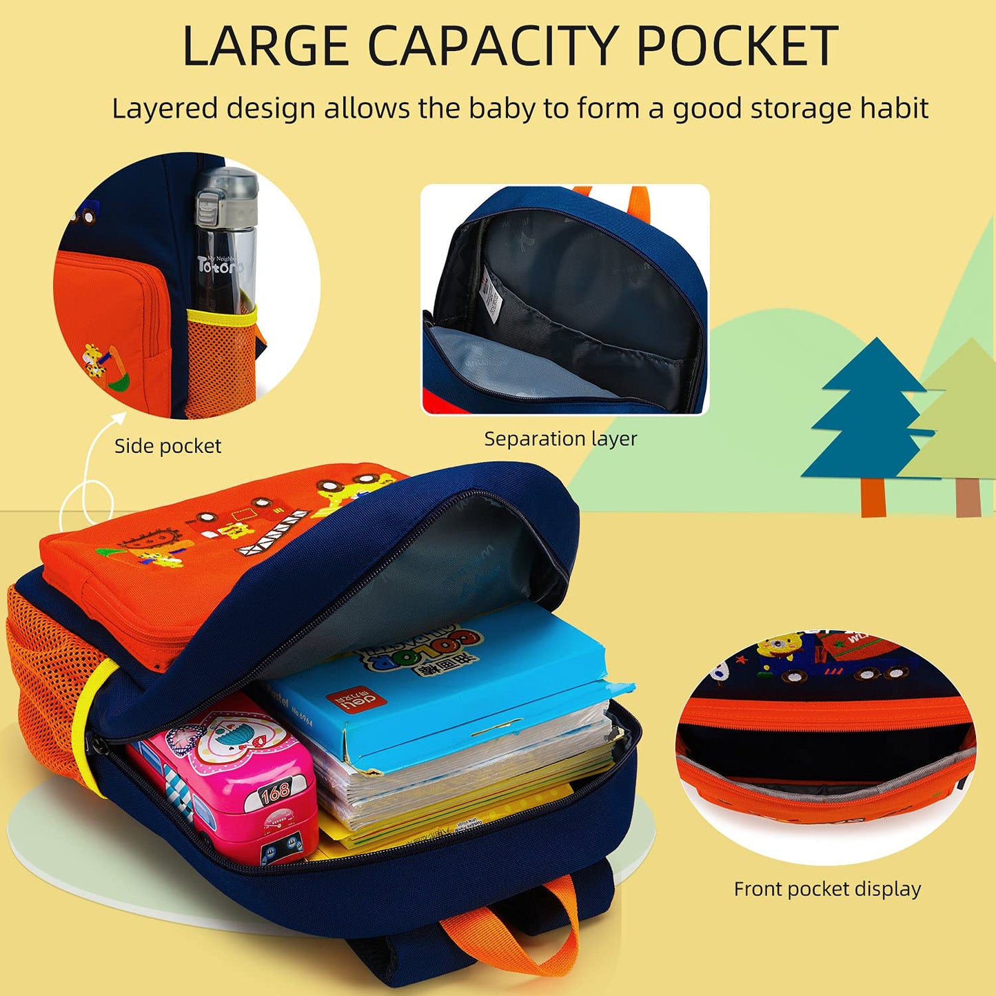 Car Dinosaur Kids Toddler Backpack for Boys and Girls Children Waterproof Preschool Bag(Red Music Party)