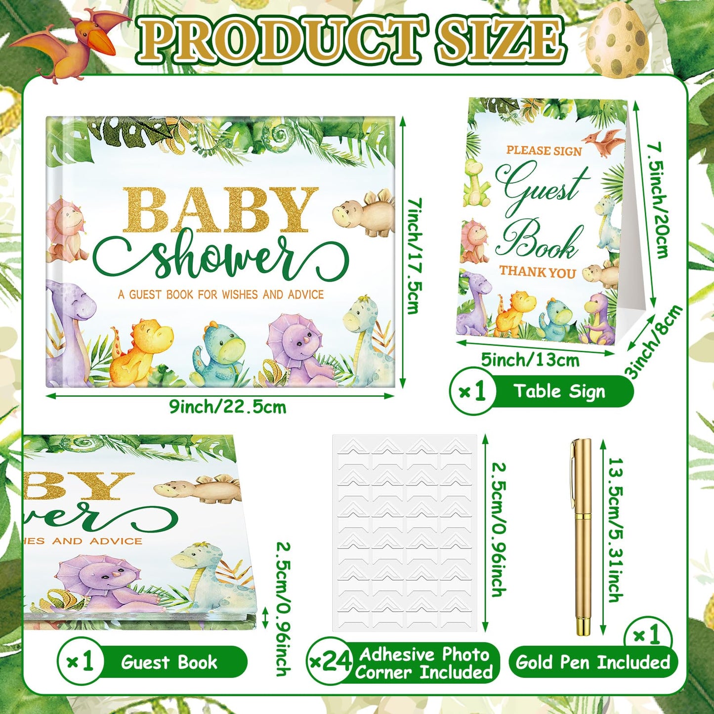 27 Pcs Butterfly Floral Baby Shower Guest Book Set Baby Shower Sign in Guest Floral Book Place Table Cards with Gold Pen Adhesive Photo Corner for Birthday Party