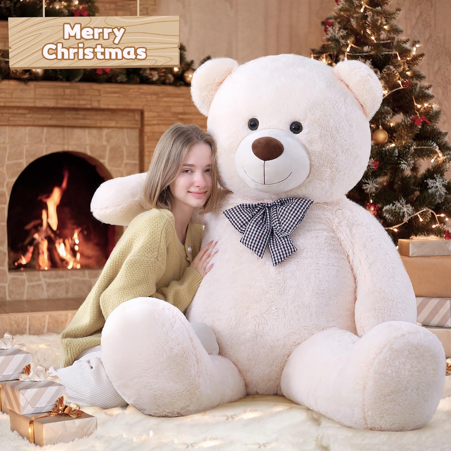 51 inch Big Teddy Bear Cute Giant Stuffed Animals Soft Plush Toy for Girlfriend Kids for Birthday Christmas Valentine's Day