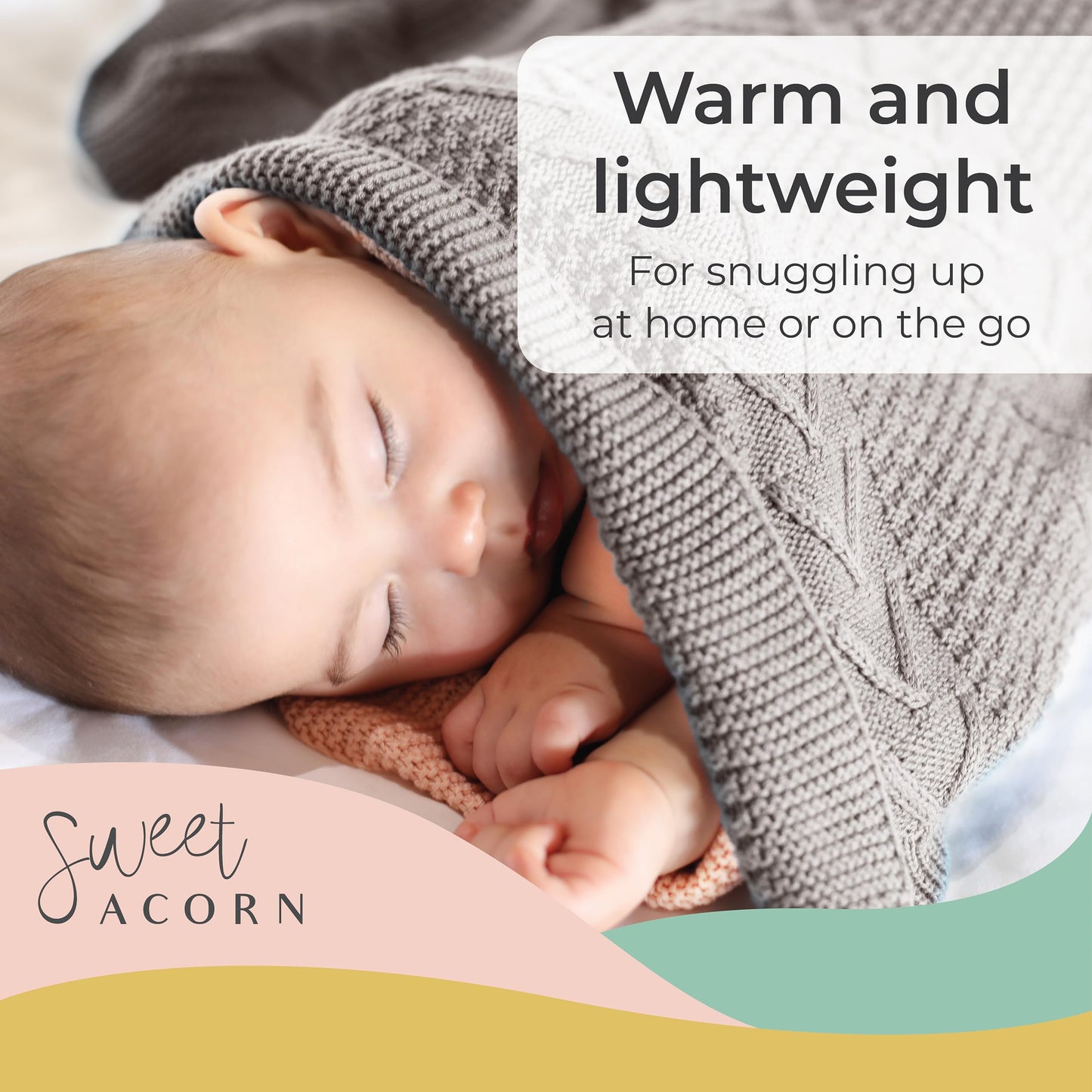 Knit Baby Blanket in Elegant Pattern, Organic Cotton Blankets for Crib or Stroller, Receiving Blankets - Salt White