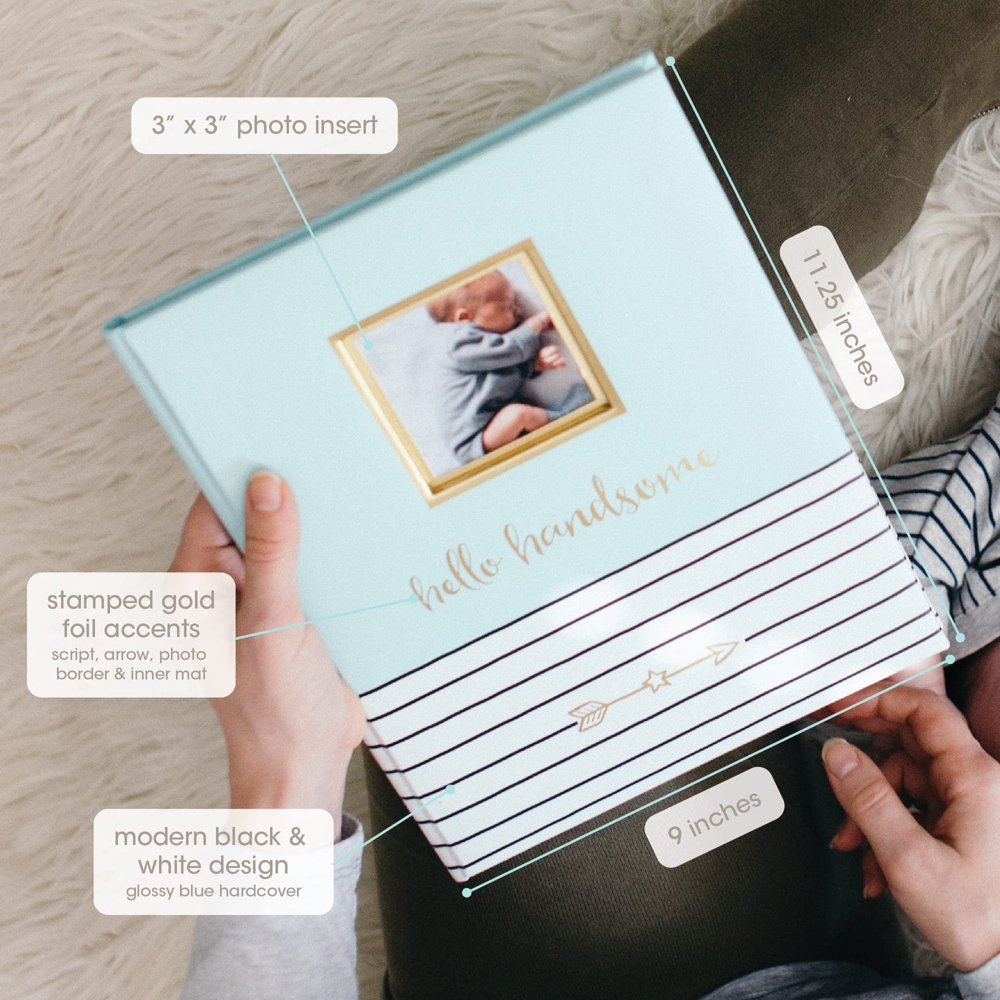 Pearhead Hello Baby First 5 Years Memory Book, Baby Girl Keepsake for New and Expectant Parents, Pregnancy And Milestone Journal, Pink