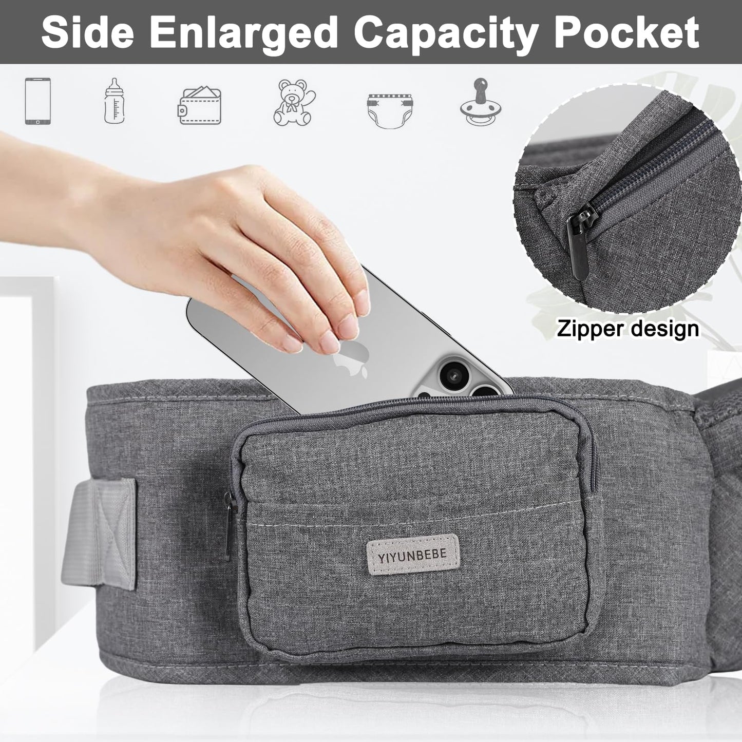 Baby Carrier, Ergonomic 6-in-1 Baby Carrier with Hip Seat for Newborn Infant Toddler, Adjustable Detachable Baby Holder Carrier for Dad Mom