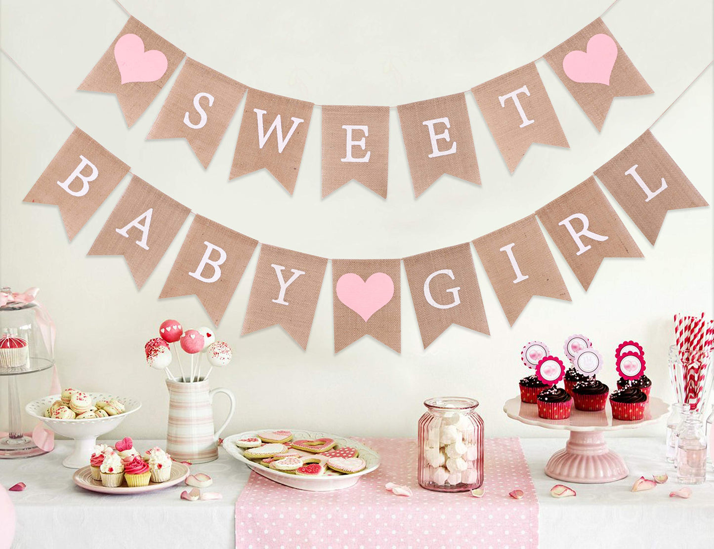 Sweet Baby Boy Burlap Banner - Rustic Baby Shower Decorations, Photo Props (Sweet Baby Boy Blue)