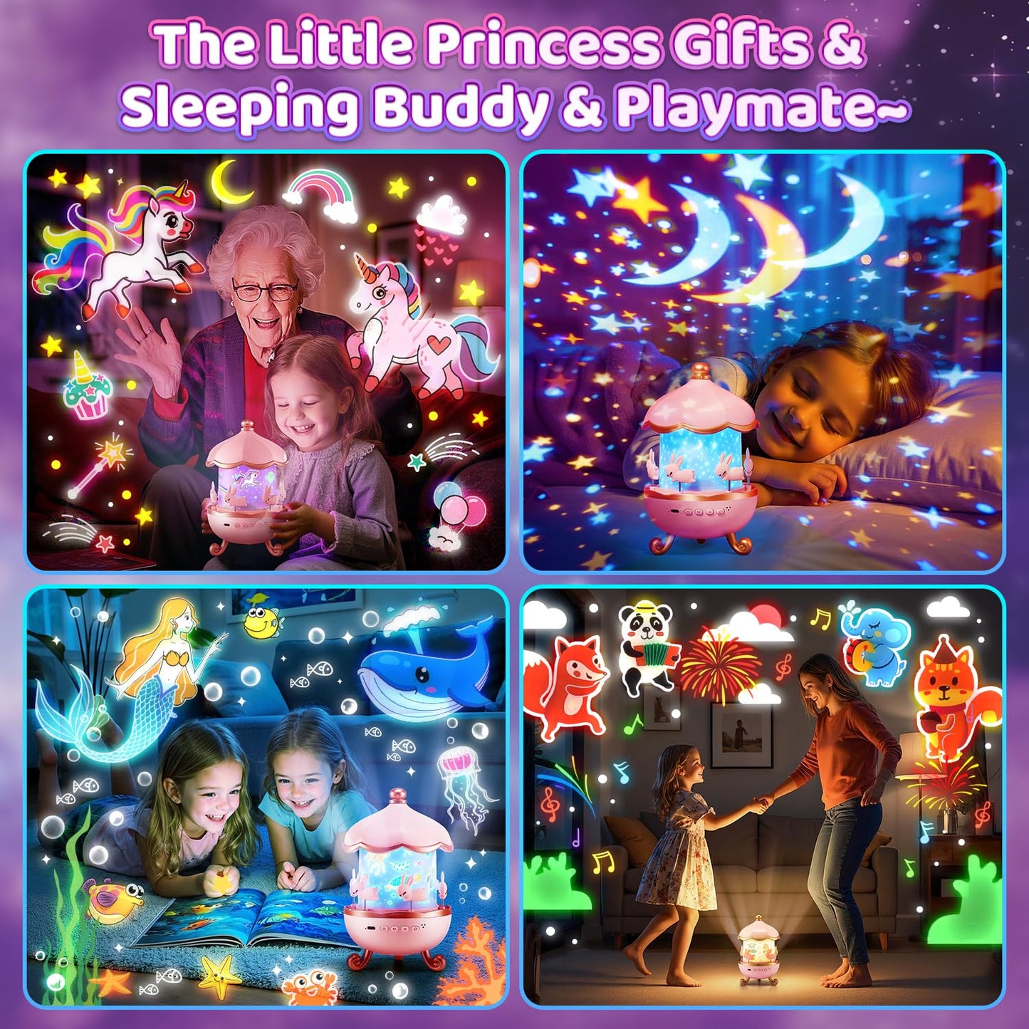 One Fire Baby Night Light Projector, 15 Sound Machine Star Projector for Kids Room,15 Films Star Light Projector 3-9 Year Old Girl Gifts Toys,Brightness Baby Night Lights for Nursery Kawaii Room Decor