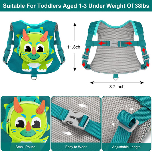 Toddler Harness Leash with Anti Lost Wrist Link, Accmor Kids Dinosaur Harnesses Leashes, Cute Triceratops Kids Walking Wristband Assistant Strap Belt for Parent Baby Boys Outdoor Activity