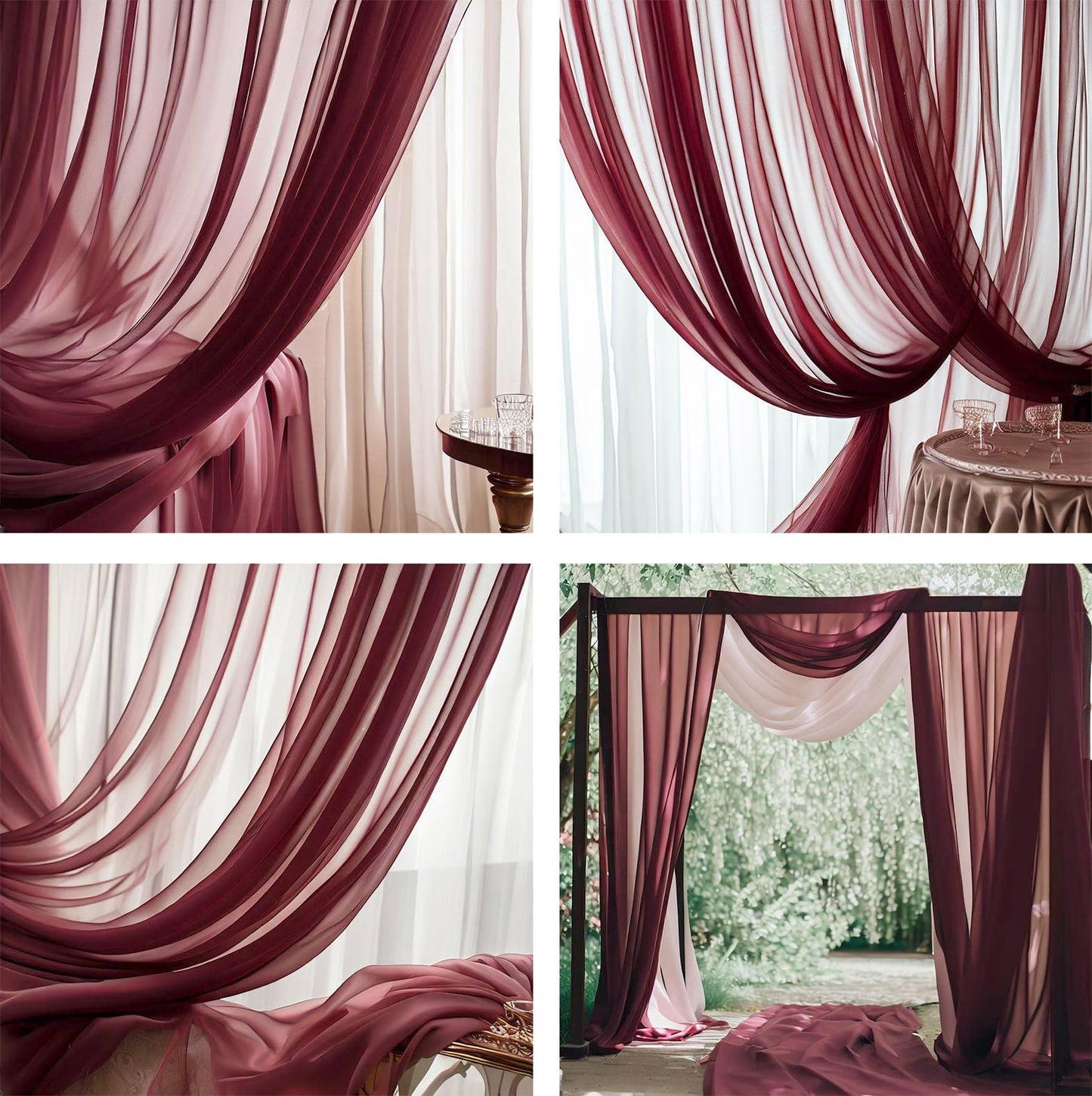 Barcelonetta | Chiffon Fabric | Decoration, Drapery Fabric | Wedding, Gender Reveal, Baby Shower, Birthday | for Arbor, Arch, Canopy, Table and Chair Decoration (Dusty Rose, 10 Yards)