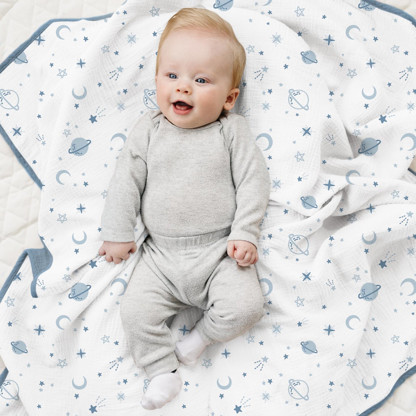 Konssy Muslin Baby Blankets for Girls Boys, 100% Cotton Crib Blanket for Infant Toddler, Super Soft and Lightweight Nursery Swaddling Wrap 40"x36" (Floral)