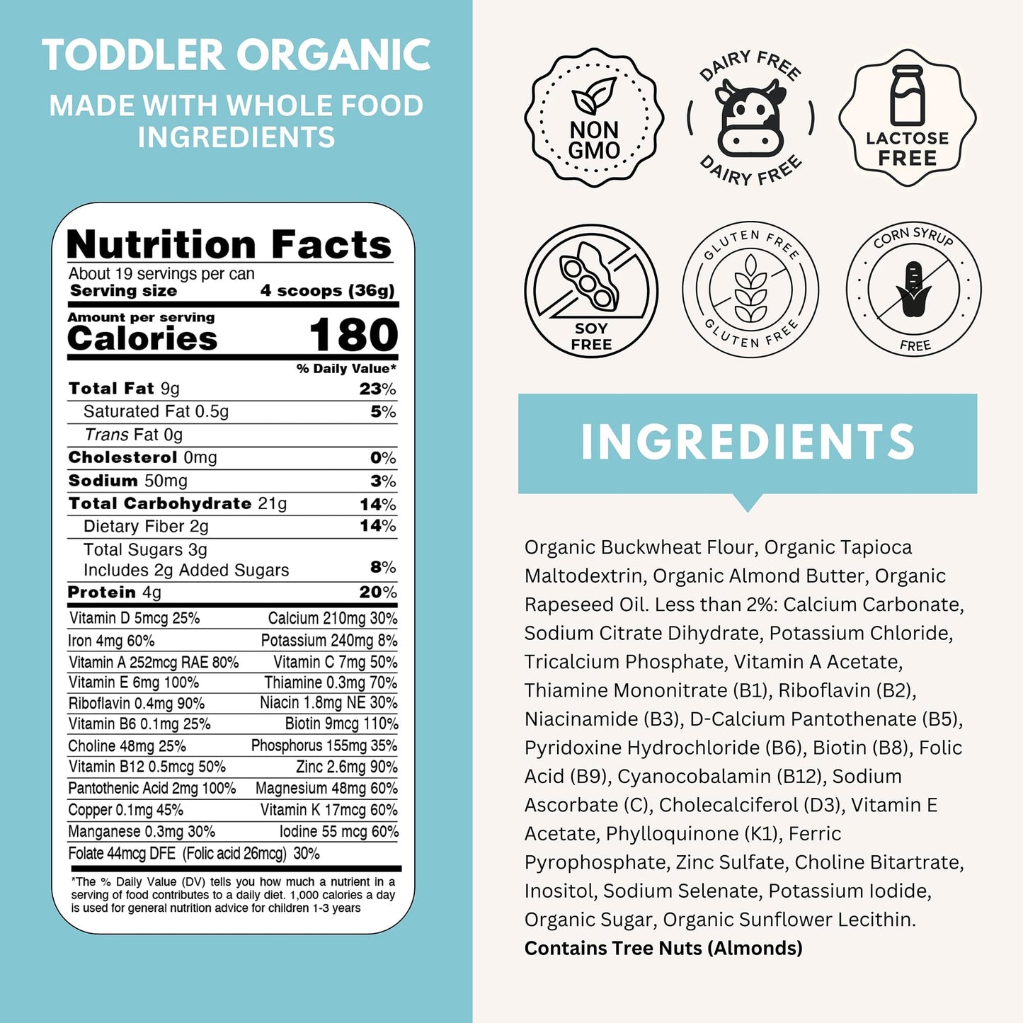 Else Nutrition Toddler Formula 12-36 mo., Plant Based Toddler Nutritional Drink - Soy & Dairy Free, Lactose Free - Complete Baby Formula (12-36 mo.), Protein Powder w/ 20+ Vitamins (22oz, 6-Pack)