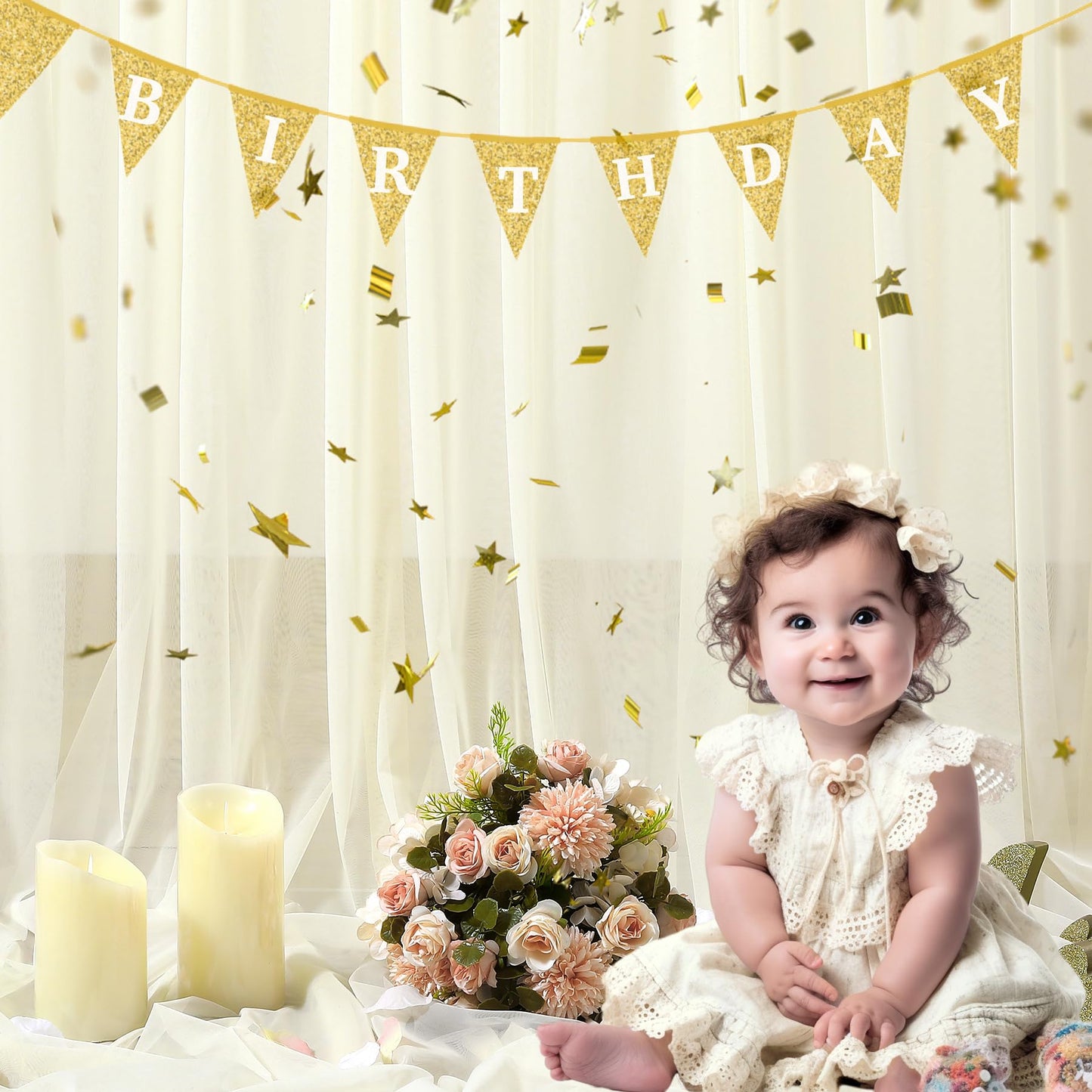 Champagne Tulle Backdrop Curtain for Parties Wedding 10ft×8ft Champagne Sheer Backdrop Curtains for Baby Shower Bridal Shower Reception Birthday Party Christmas Photoshoot Decorations 2 Panels