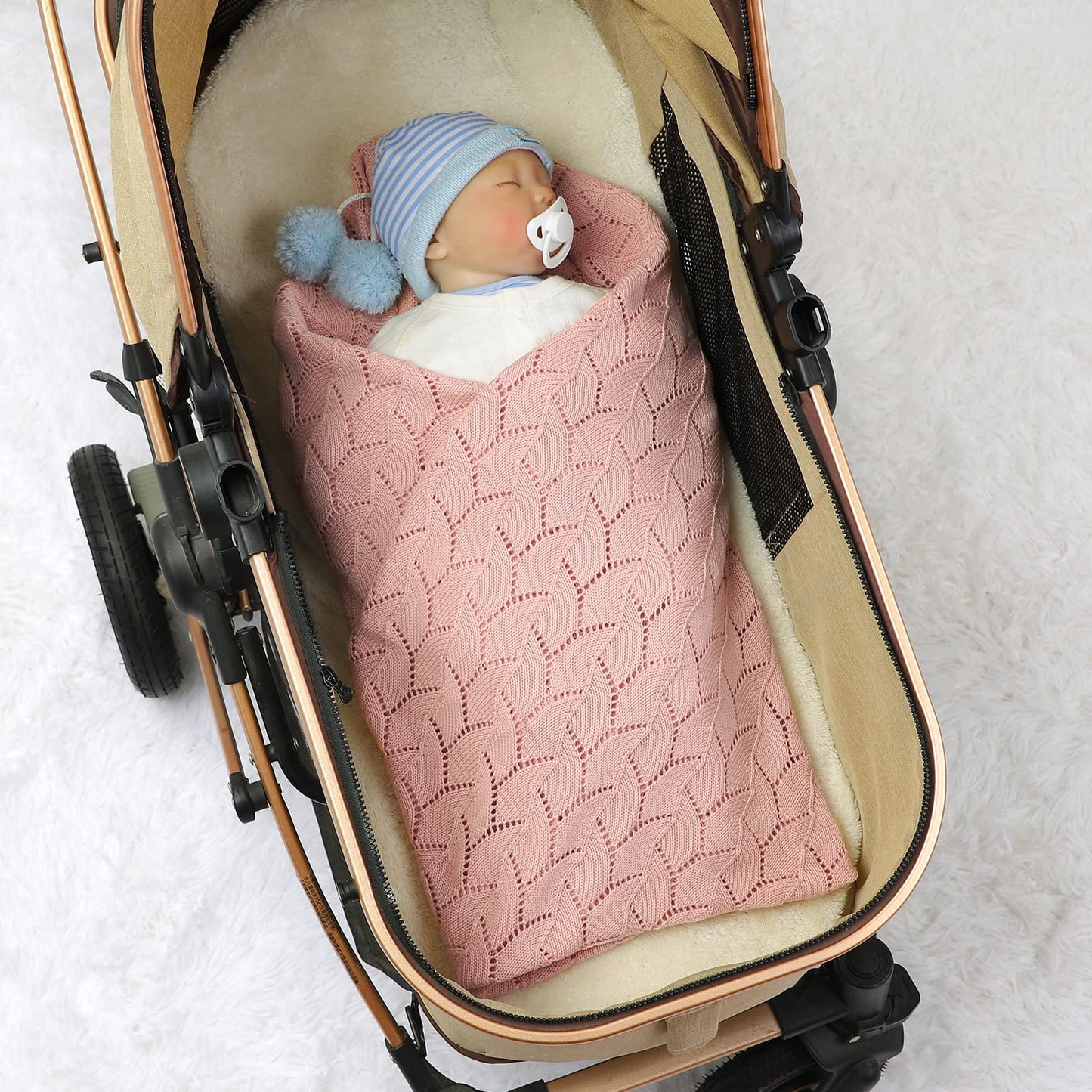 mimixiong 100% Pure Cotton Baby Blanket Extra Soft Cellular Neutral Swaddle Receiving Crib Blanket for Newborn Baby Boy Girl Size 30 x 40 inches (Pink)
