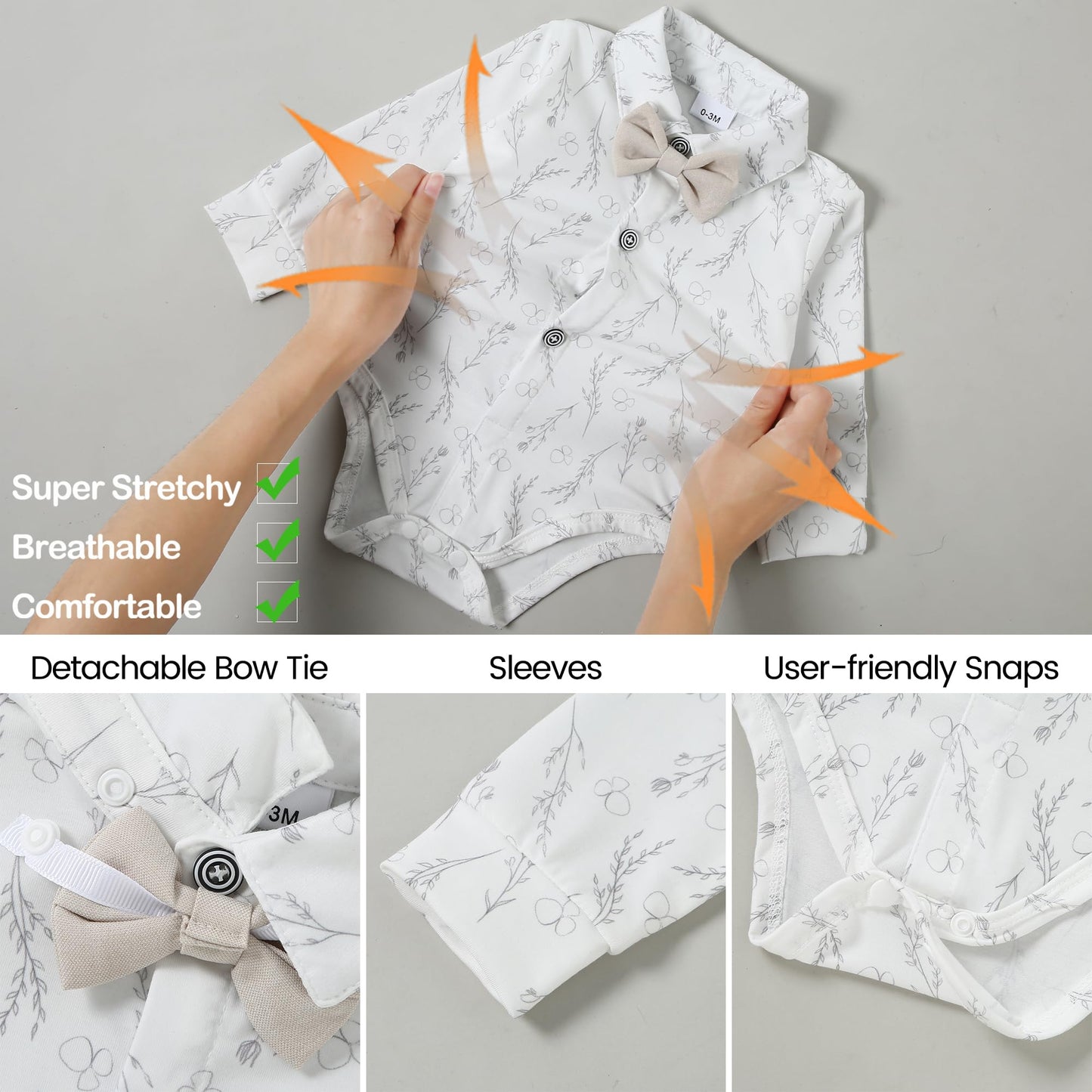 YALLET Baby Boy Clothes Suit 0-24 Months Infant Gentleman Outfits Formal Dress Shirt+Bowtie+Vest+Pants Set Baby Wedding Suits