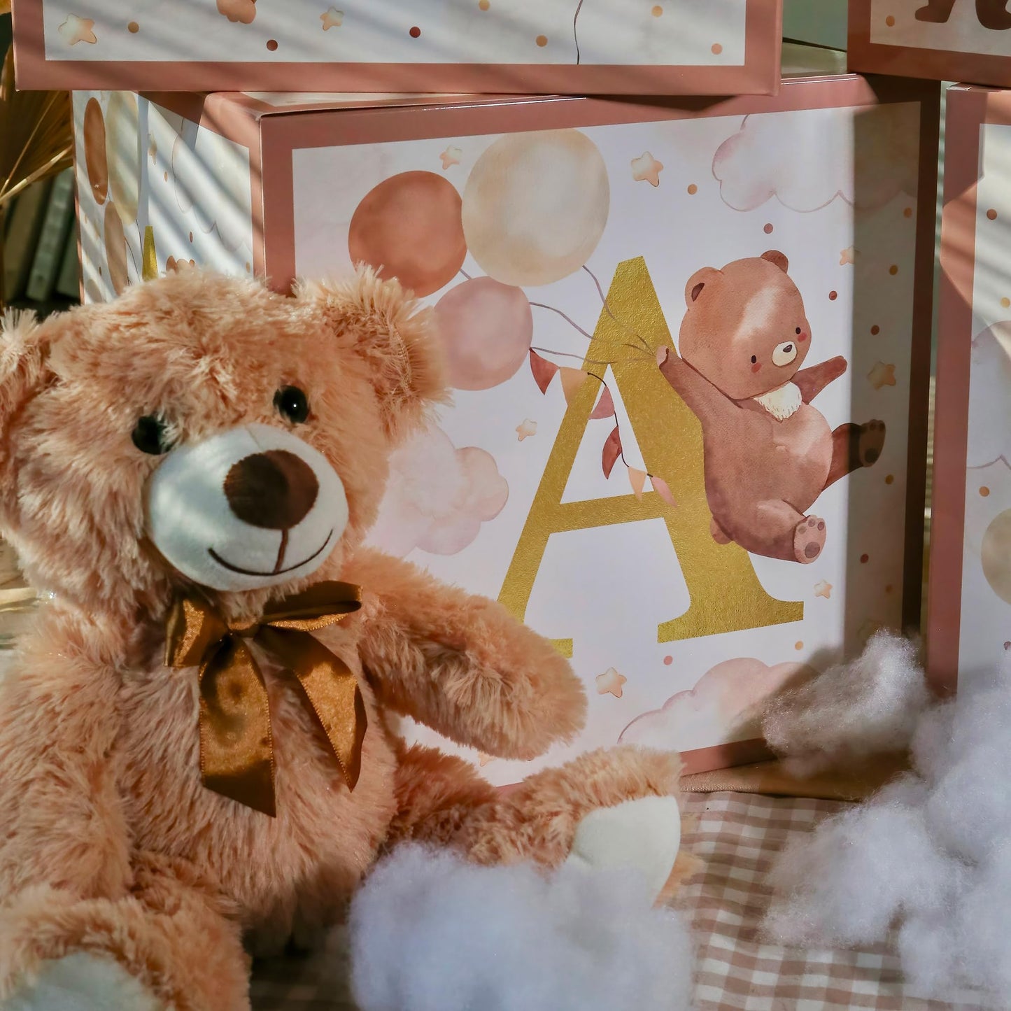 Kate Aspen Woodland Baby Shower Boxes with Letters for Baby Shower Gender Reveal Decorations Photo Prop & Forest Animal Nursery Decor (Set of 4 Blocks Spells Baby)