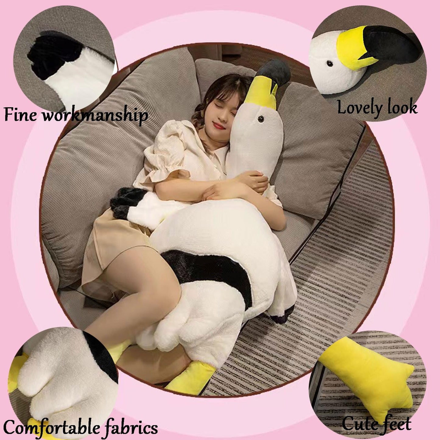 62" Flamingo Stuffed Animal Plush Pillow Giant Stuffed Animal Plush Doll Pink Flamingo Plush Toys for Kids Birthday Christmas Decoration Gifts(Pink)