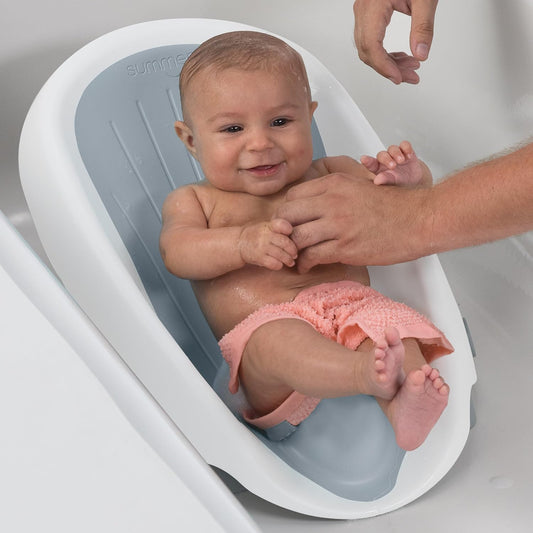 Summer Infant Clean Rinse Baby Bath Seat, Soft Support for Use on the Counter, Sink, or Bathtub, 3 Reclining Positions, Quick-Dry, Use from Birth to Sitting Up - Gray