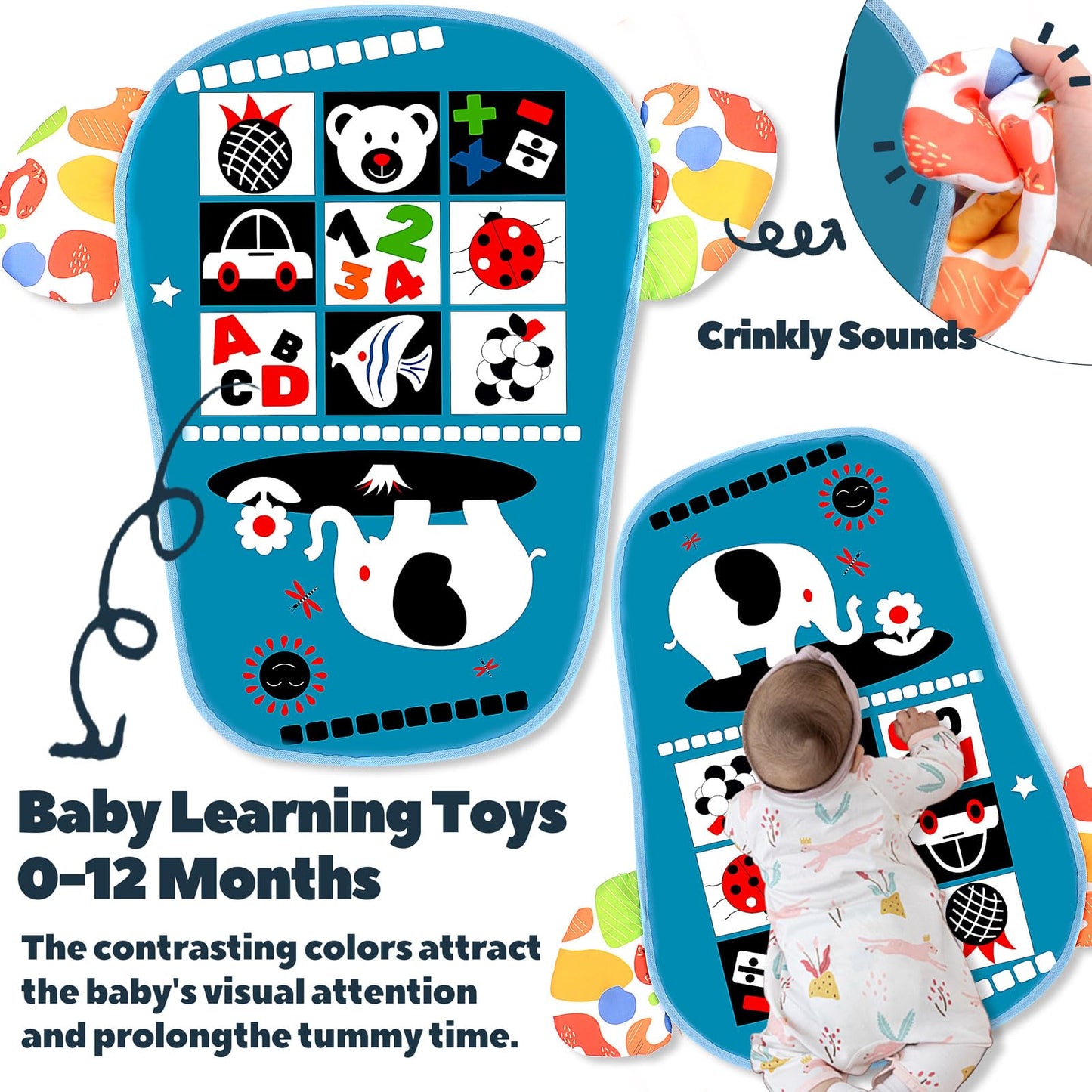 Baby Play Gym for 0-6 Months, High Contrast Tummy Time Mat, Kick and Play Piano, Music and Lights, Newborn Gifts for Girls, Pink