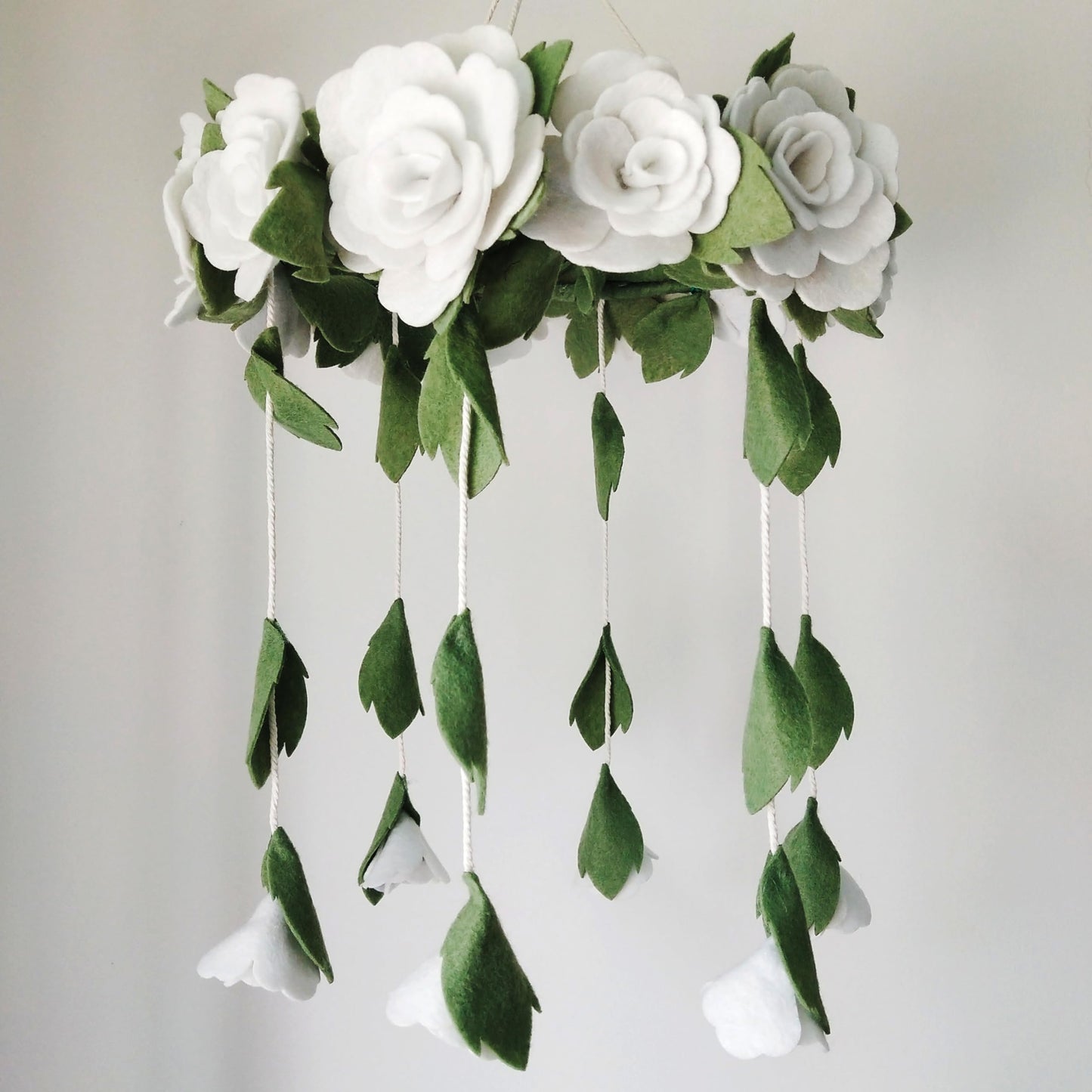 Baby Crib Mobile (Felt Rose) - Baby Shower Gift Nursery Decorations - Handmade Floral Decor for Girls