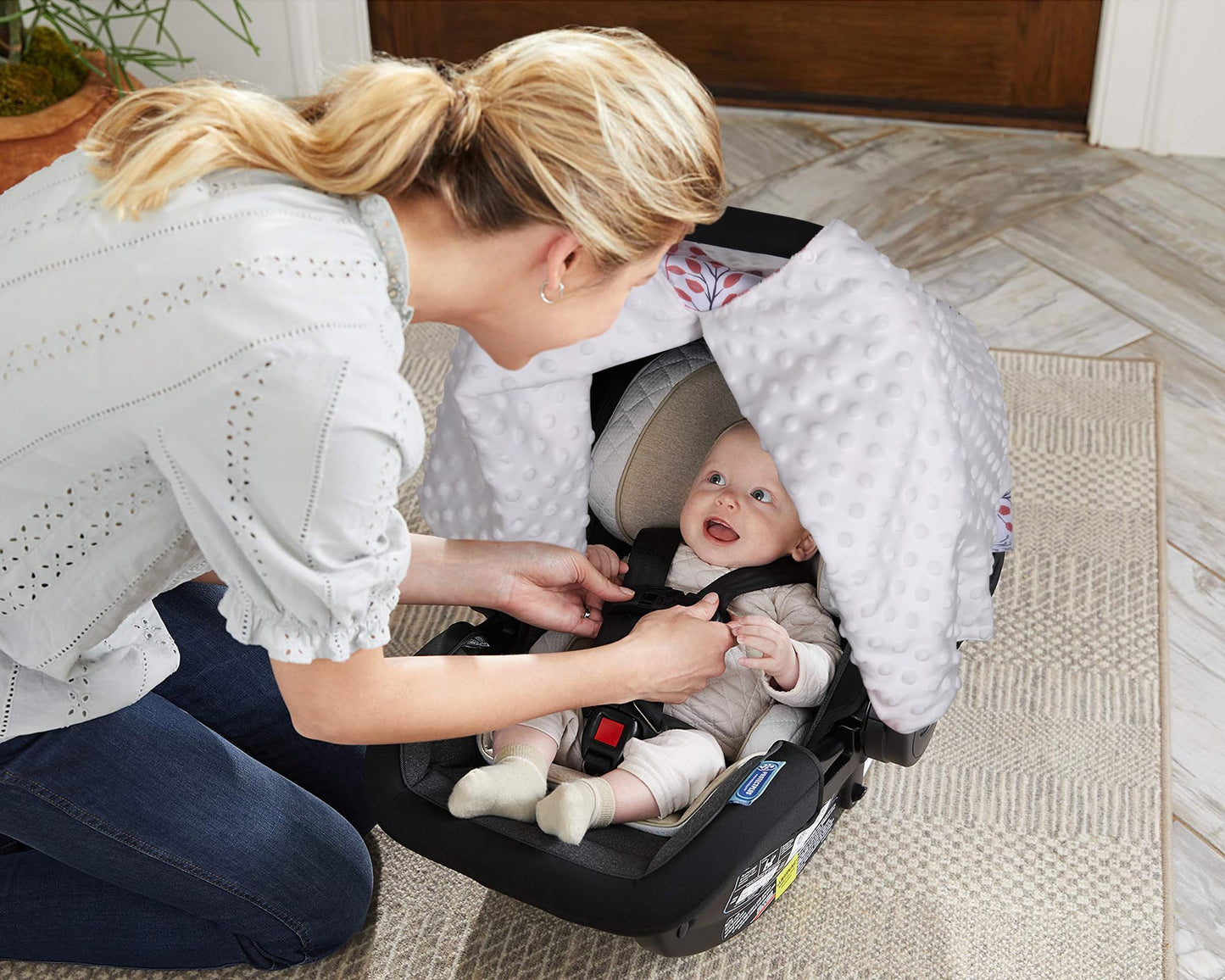 Rquite Car Seat Cover Baby, Carseat Covers Baby Boy, Minky Infant Car Seat Cover Winter, Peekaboo Opening Car Seat Canopy, Multi-use Baby Carrier, Stroller, Nursing Cover, Minky Blanket, Dinosaur