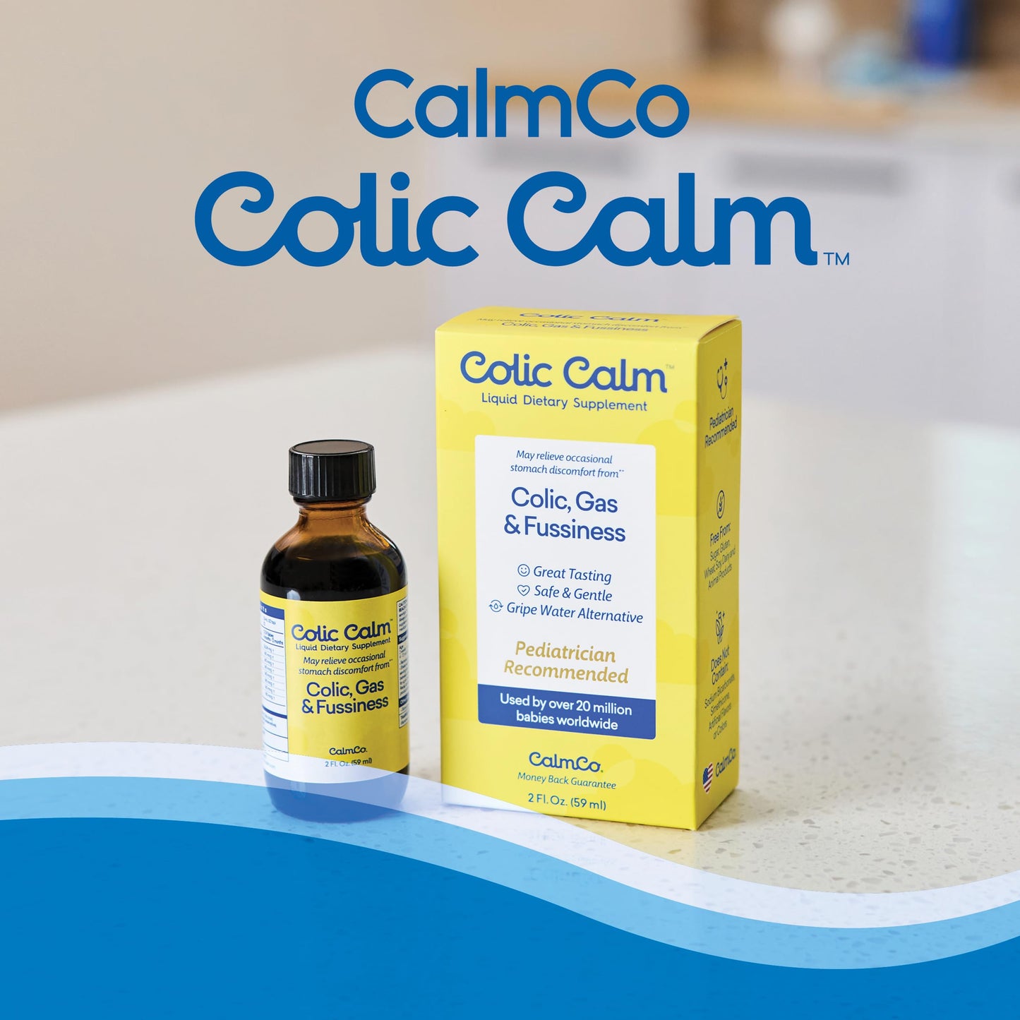 Colic Calm Infant Gripe Water for Colic, Helps Fussiness, Upset Stomach, and Baby Gas Relief, 2 fl oz (Pack of 1)