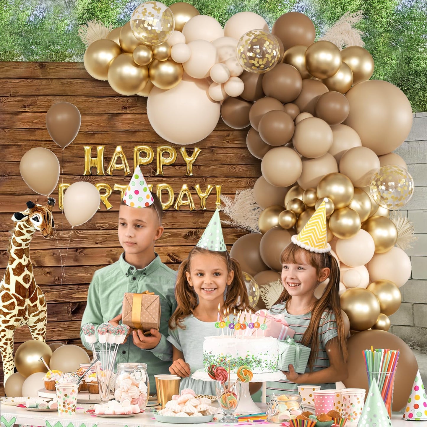 147pcs Neutral Balloon Garland Arch Kit, Different Sizes with Beige Cream Sand White Metallic Champagne Gold Balloons for Wedding Bridal Shower Birthday Boho Neutral Baby Shower Party Decorations